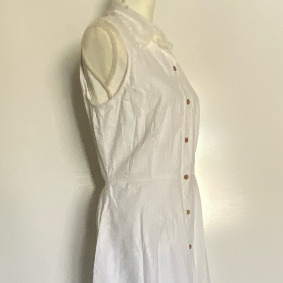Vintage Western Hippie Button Down Sleeveless White Sewn Bohemian Pockets Retro - Picture 11 of 14